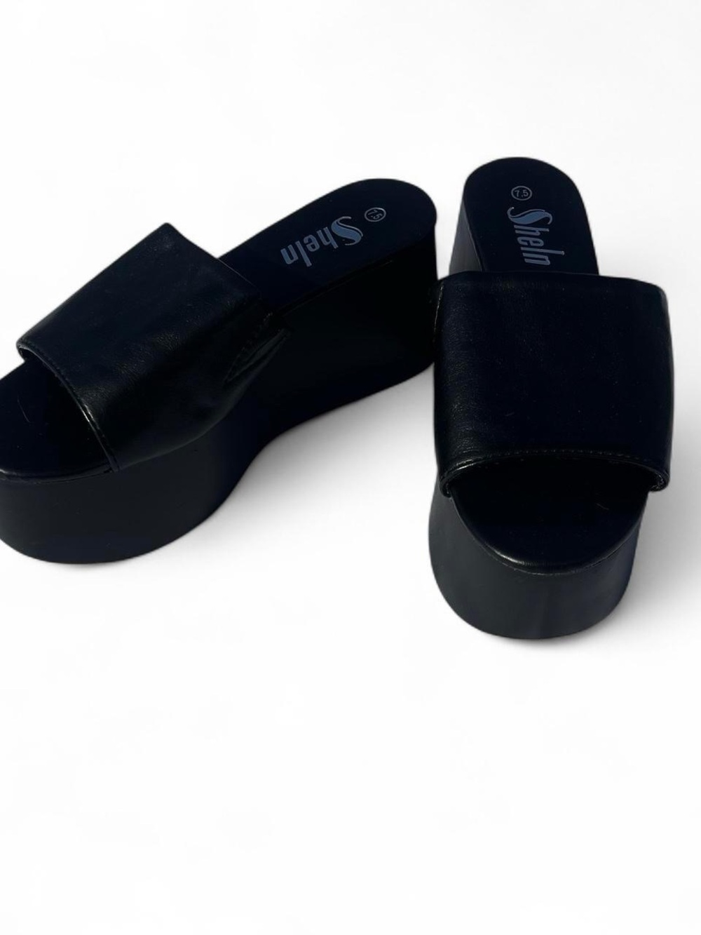 Black Platform Slide Sandals